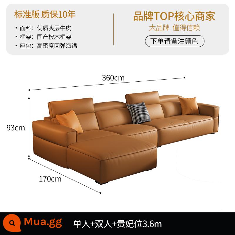 DDC kết hợp ghế sofa da tối giản theo phong cách Ý đơn giản hiện đại căn hộ nhỏ phòng khách đầu lớp da bò đậu phụ khối hàng thẳng - [Phiên bản tiêu chuẩn - da bò lớp một cao cấp] ghế đôi + ghế đơn + ghế phi tần hoàng gia 3,6M