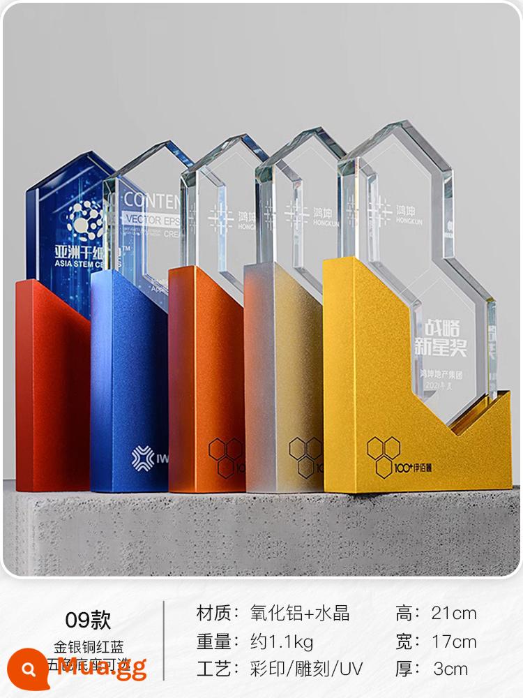 Creative Crystal Trophy thiết lập để tạo ra vàng, bạc, đồng, đồng, giải thưởng kỷ niệm của nhân viên xuất sắc - 09 mẫu [hộp quà]