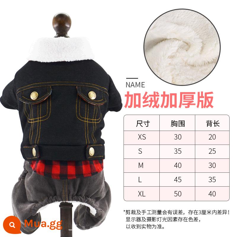 Quần áo chó mùa thu quần áo mùa thu Teddy Puppies Bốn chân áo khoác so với Beauty Pet Puppy Pupy Cotton Quần áo mùa đông - Áo khoác denim màu đen