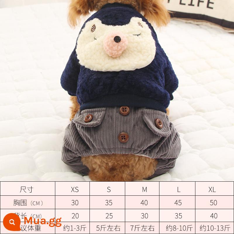 Quần áo chó mùa thu quần áo mùa thu Teddy Puppies Bốn chân áo khoác so với Beauty Pet Puppy Pupy Cotton Quần áo mùa đông - Hải quân cừu nheo mắt