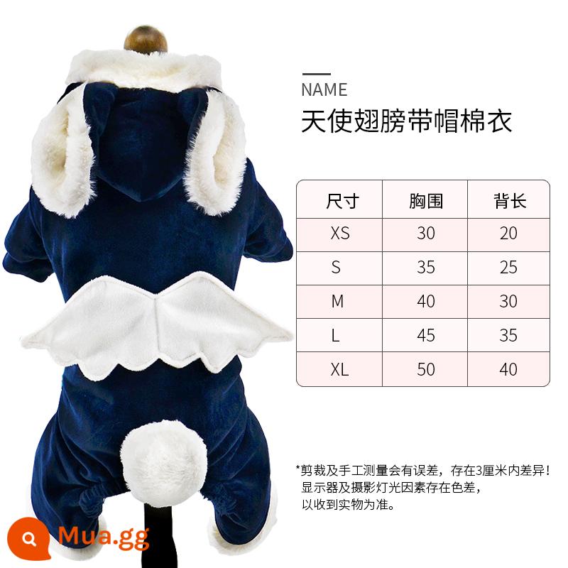 Quần áo chó mùa thu quần áo mùa thu Teddy Puppies Bốn chân áo khoác so với Beauty Pet Puppy Pupy Cotton Quần áo mùa đông - đôi cánh thiên thần màu xanh hải quân