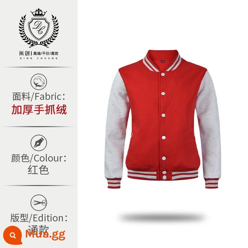 Đồng phục bóng chày trẻ em tùy chỉnh hoodie in logo thể thao dài tay đồng phục lớp thêu tùy chỉnh áo sơ mi văn hóa dài tay - màu đỏ