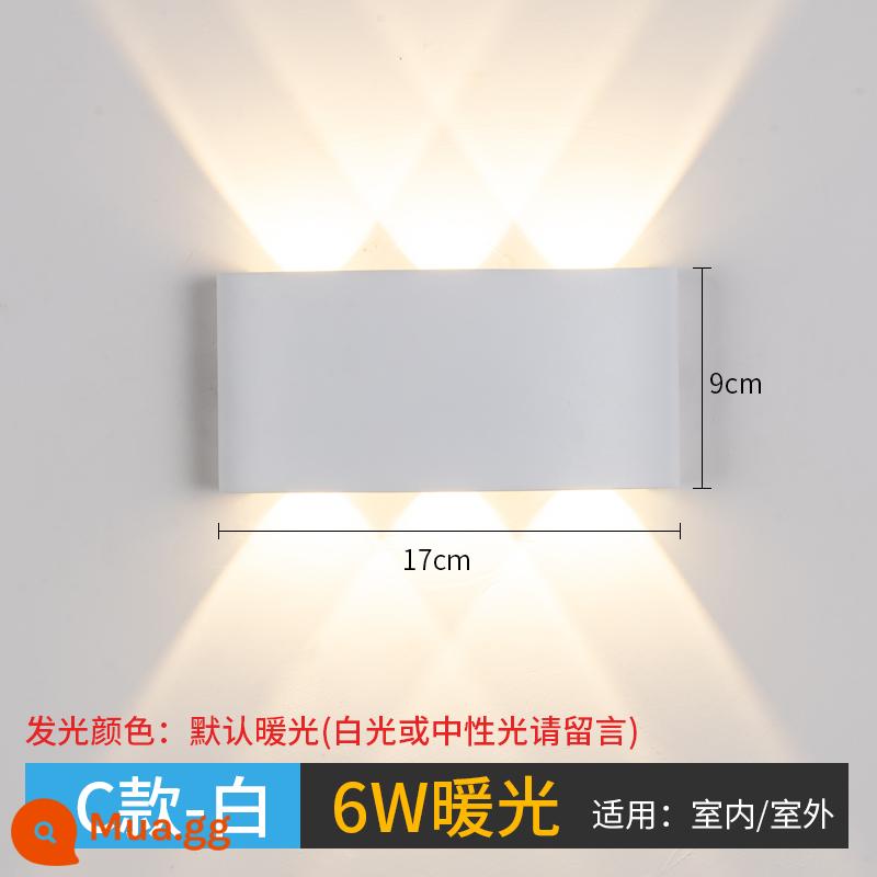 Đèn tường phòng ngủ tối giản hiện đại đầu giường đèn led Bắc Âu đèn tường cá tính nhà sáng tạo nền phòng khách đèn tường - Đèn tường-C phong cách trắng-17cmx9cm ánh sáng ấm áp 6W