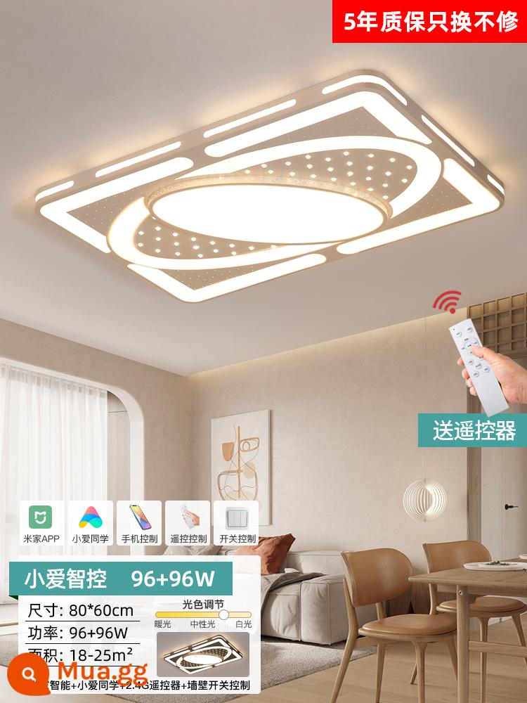 Đèn trần LED Đèn phòng khách đơn giản và hiện đại - Bầu trời đầy sao Điều khiển từ xa 80*60 cm + ứng dụng + bạn cùng lớp Xiaoai 96W