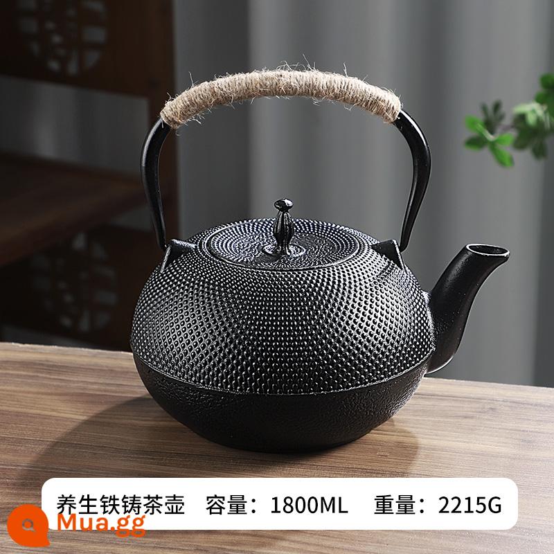 Phong cách gang kiểu Iron Pot sôi bong bóng nước thiết lập lò nung tinh thể đen - Ấm đun nước bằng gang-1800ml