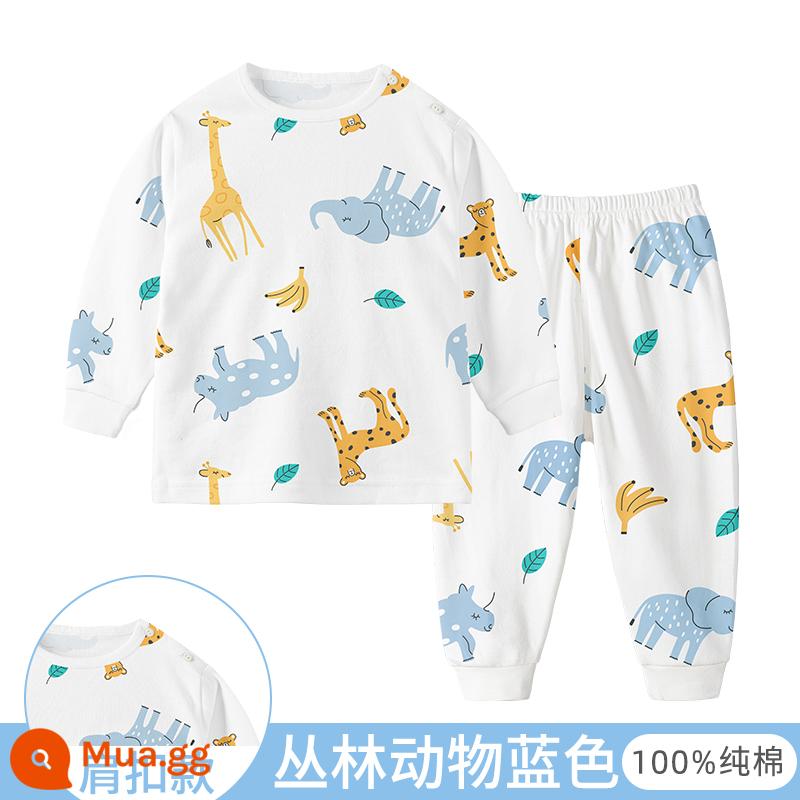 Bộ quần áo thu đông cho bé, quần lót trẻ em cotton nguyên chất, quần vệ sinh bé trai, đồ ngủ cotton, áo len cotton, kiểu dáng ấm áp cho bé gái - rừng xanh