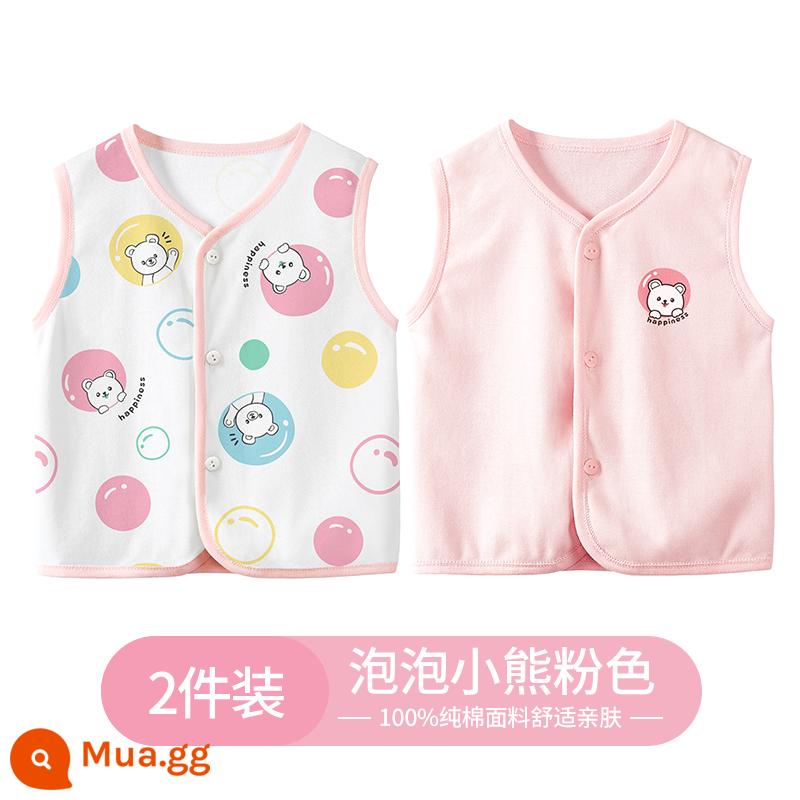 Áo vest trẻ em mùa xuân và mùa thu mặc ngoài cho bé cotton vest bé trai và bé gái mỏng Pony kẹp bé sơ sinh cho bé áo vest - Bột gấu bong bóng