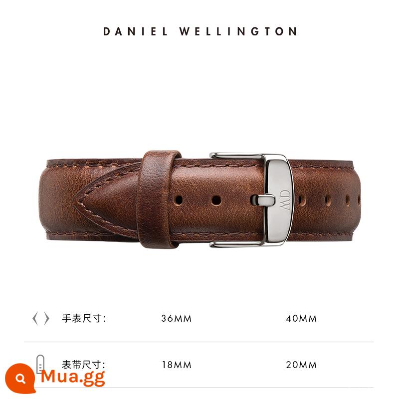 Dây đeo đồng hồ dw Dòng CLASSIC dây da khóa chốt 18/20mm Daniel Wellington Flagship Store - màu nâu sẫm S