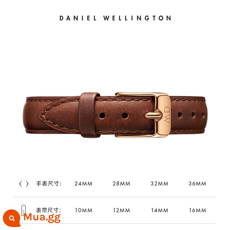 Dây đồng hồ dw Dây da khóa chốt sê-ri PETITE 10/12/14/16mm Daniel Wellington - RG màu nâu sáng