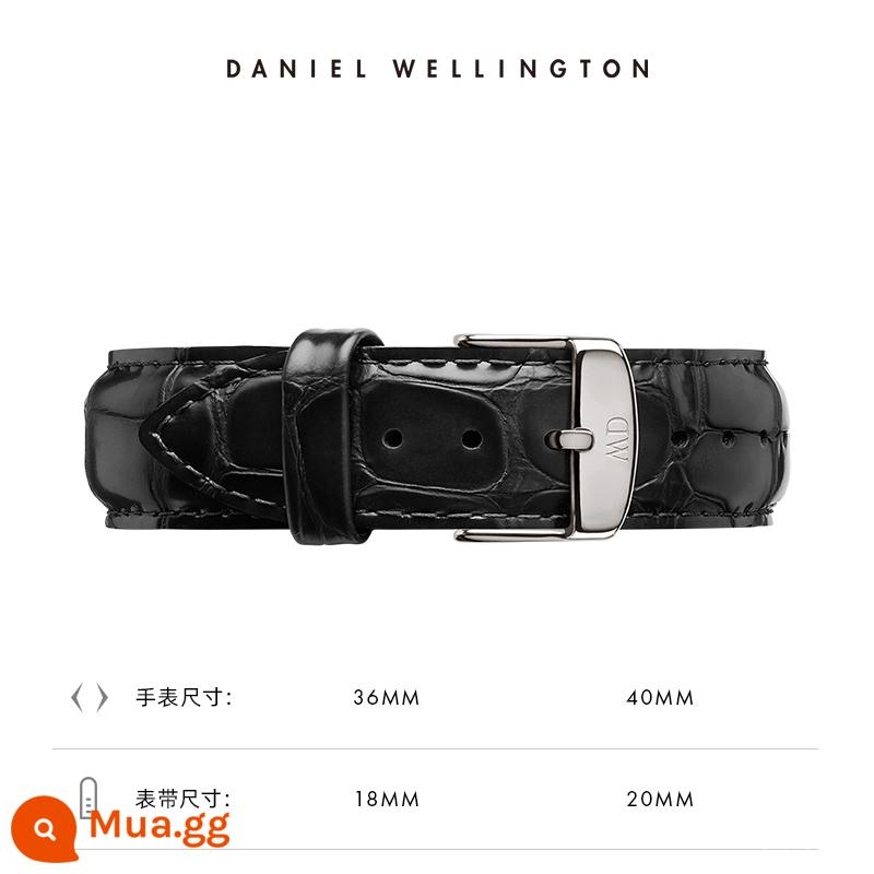 Dây đeo đồng hồ dw Dòng CLASSIC dây da khóa chốt 18/20mm Daniel Wellington Flagship Store - Chữ S màu đen dập nổi