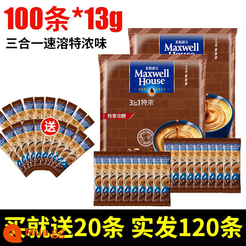 Bột cà phê nguyên chất Maxwell uống cà phê hòa tan ba trong một hộp quà tặng đích thực 100 gói - 100 miếng đậm đặc hơn, nhận 20 miếng cùng kiểu, tổng cộng 120 miếng