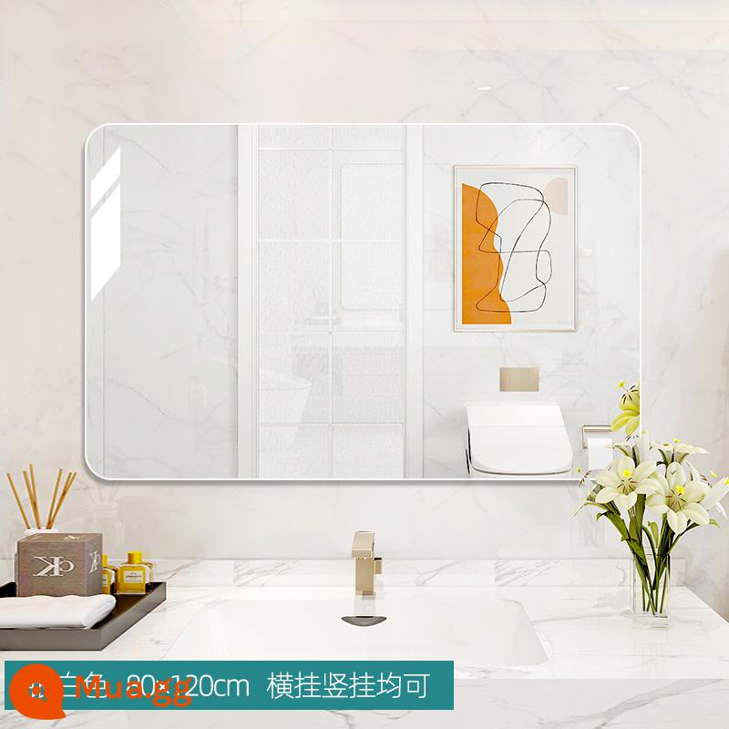 Gương phòng trang điểm treo tường tự dán phòng tắm nhà vệ sinh toilet bàn rửa treo tường không đục lỗ gương trang điểm treo tường - Hợp kim nhôm chống cháy nổ độ nét cao màu trắng bạc 80*120 cm (hai mục đích treo tường)