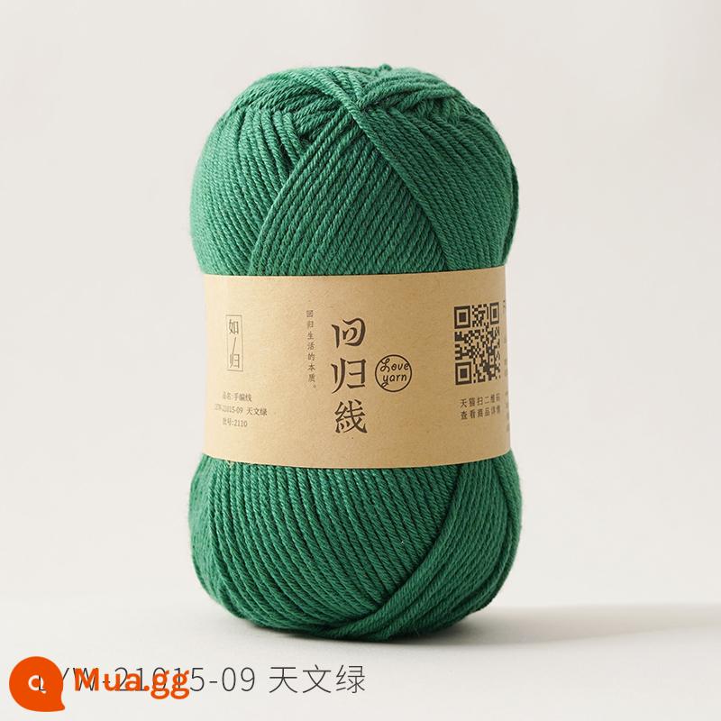 Đường hồi y như ở nhà Len em bé đan tay 70% cotton sợi dài 30% len merino mềm mịn không bai - thiên văn màu xanh lá cây