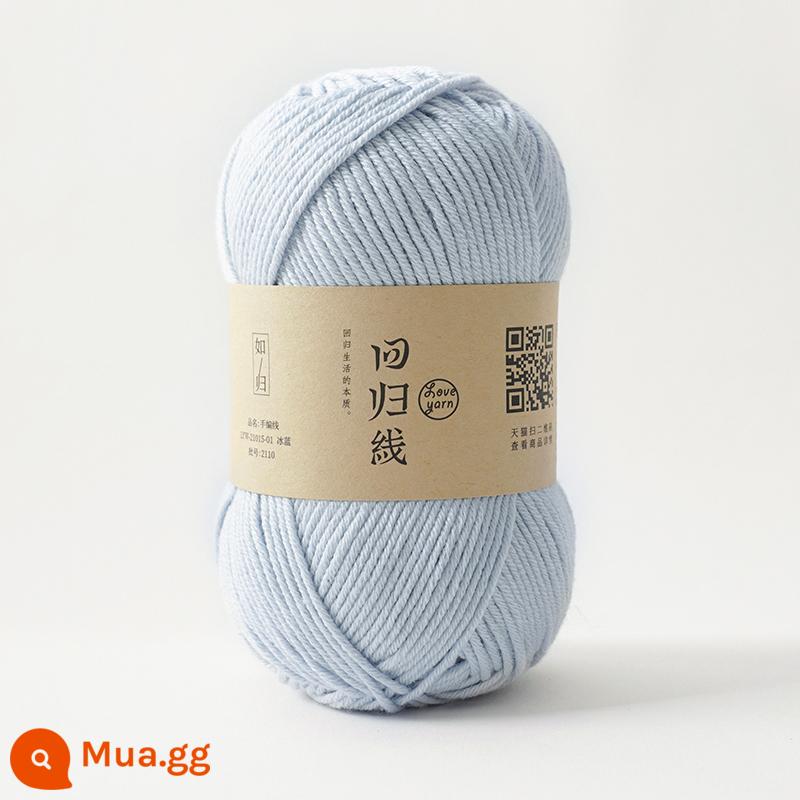 Đường hồi y như ở nhà Len em bé đan tay 70% cotton sợi dài 30% len merino mềm mịn không bai - băng xanh