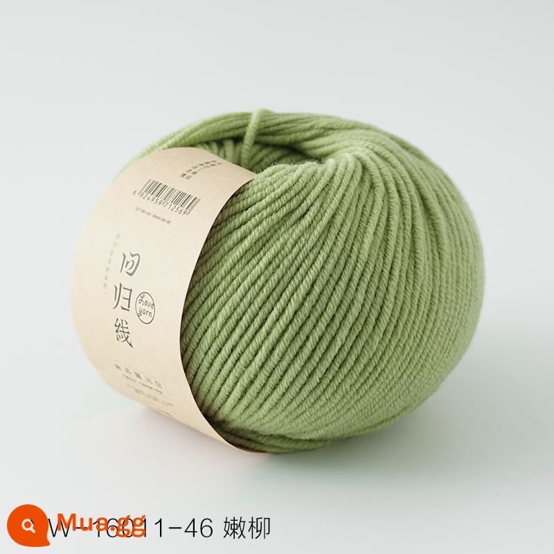 Dòng hồi quy dấu vết trở lại sợi len nguyên chất Merino nguyên chất dày vừa handmade tự làm que kim đan len khăn len bóng - Số 46 - Màu mới của liễu non