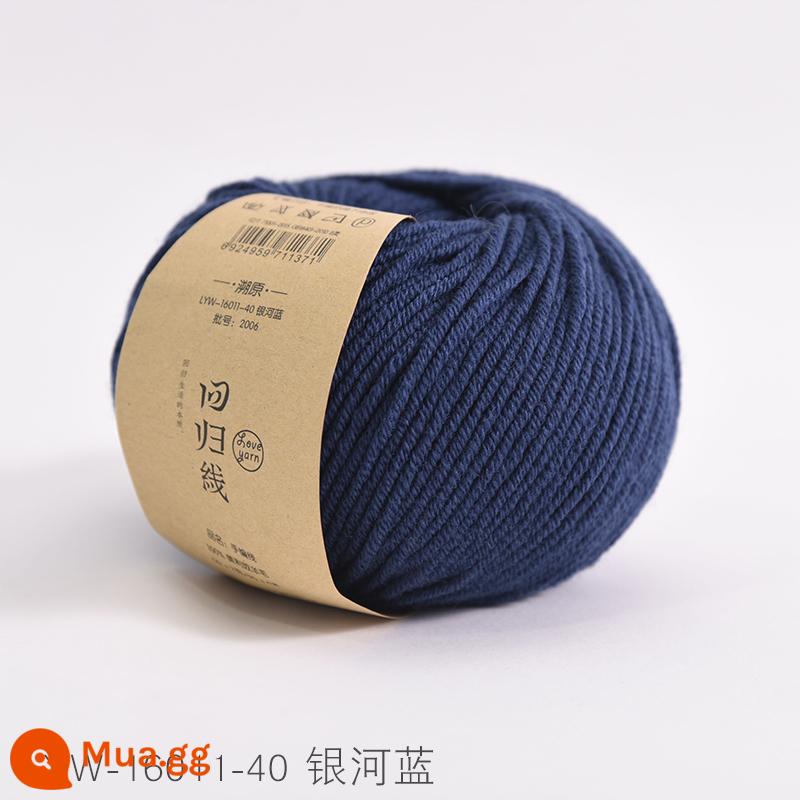 Dòng hồi quy dấu vết trở lại sợi len nguyên chất Merino nguyên chất dày vừa handmade tự làm que kim đan len khăn len bóng - Số 40-Galaxy Blue