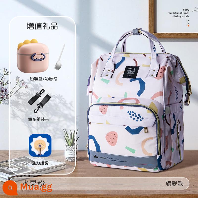 Mommy Bag 2022 Nâng da thời trang mới Tăng công suất gói Backpack Mom và Baby Mom Mom Moms Light Đa chức năng - Mẫu hàng đầu của bột trái cây