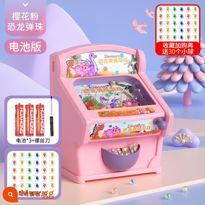 Trò chơi trên bàn dành cho trẻ em Đồ chơi Khủng long vui nhộn Máy trò chơi Pinball Mini Electric Pinball Đồ chơi giáo dục tương tác giữa cha mẹ và con cái - Máy Pinball khủng long-Hồng [60 quả bóng]-Phiên bản pin