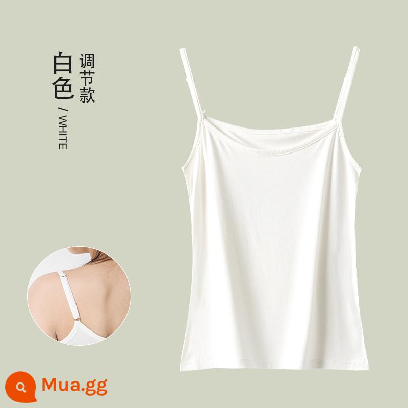 Sling đáy áo sơ mi vest nữ mặc ngắn màu trắng phương thức lớn kích thước mỏng mùa hè áo khoác ngoài niche top mỏng - trắng có điều chỉnh