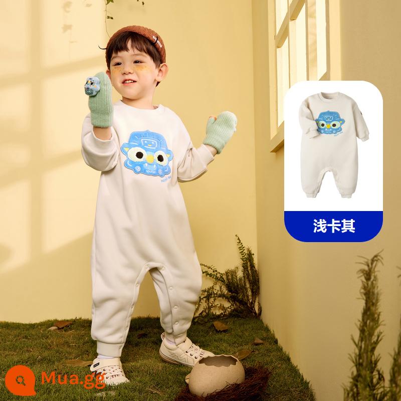 [Tên chung Liangzhu] Mini Barabara bé đi chơi jumpsuit lông cừu cực cộng với áo liền quần lông cừu ấm áp - Kaki nhẹ 50311