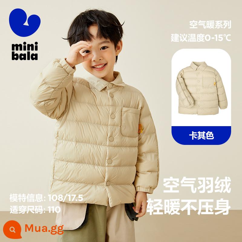 Mini Barlabara Boys and Girls Down Jacket Áo sơ mi ấm áp, dầu chống thấm nước và áo khoác chống xuống - Kaki 50627