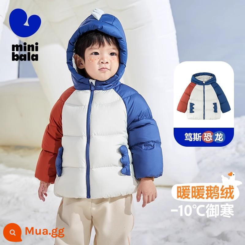 [Trắng Ngỗng Xuống] Mini Balabala Mùa Đông Phong Cách Mới Xuống Áo Khoác Cho Bé Trai Và Bé Gái Ấm Áp Dày Lông Ngỗng Xuống - Khủng long Dusi (Xám nhạt 20058)-White Goose Down