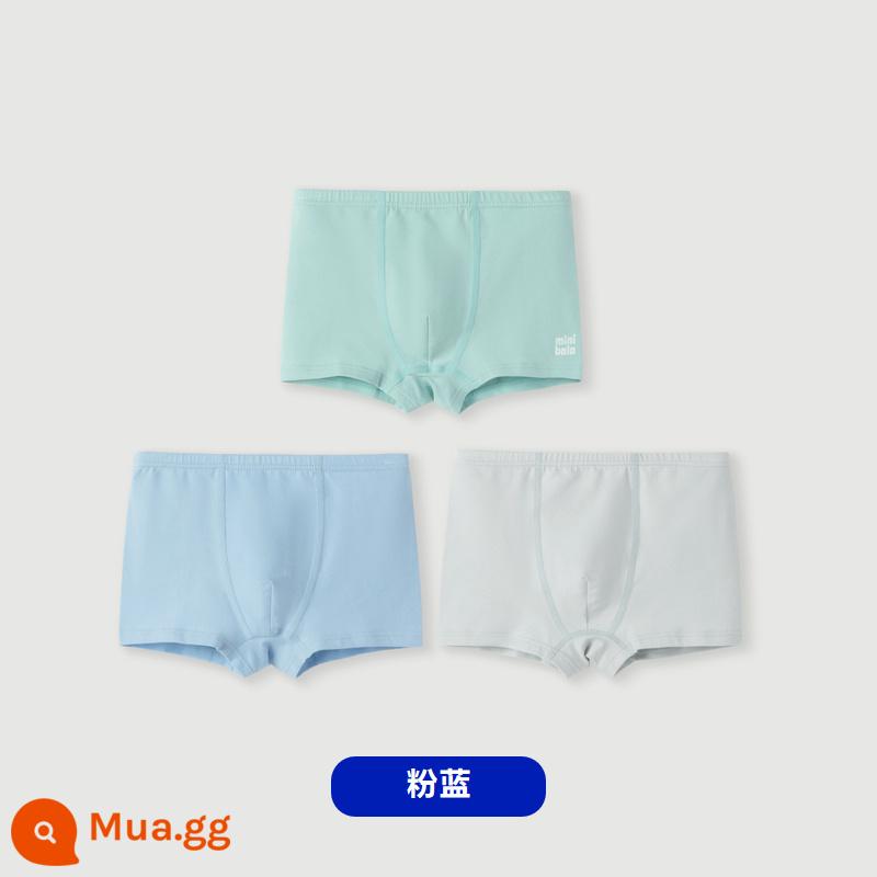 Mini Barabara quần lót trẻ em mùa xuân bé trai bé trẻ em võ sĩ quyền anh boxer quần short 3 cái - Hồng xanh 80021-236123170102 [kháng khuẩn & thấm mồ hôi]