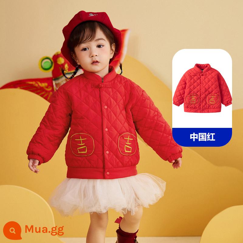 Mini Barabara Bé Trai Và Bé Gái Quần Áo Cotton Cho Bé Năm Mới Ấm Áp Và Thoải Mái Đệm Trung Quốc Mới Áo Khoác Cho Bé - Đỏ Trung Quốc 60611