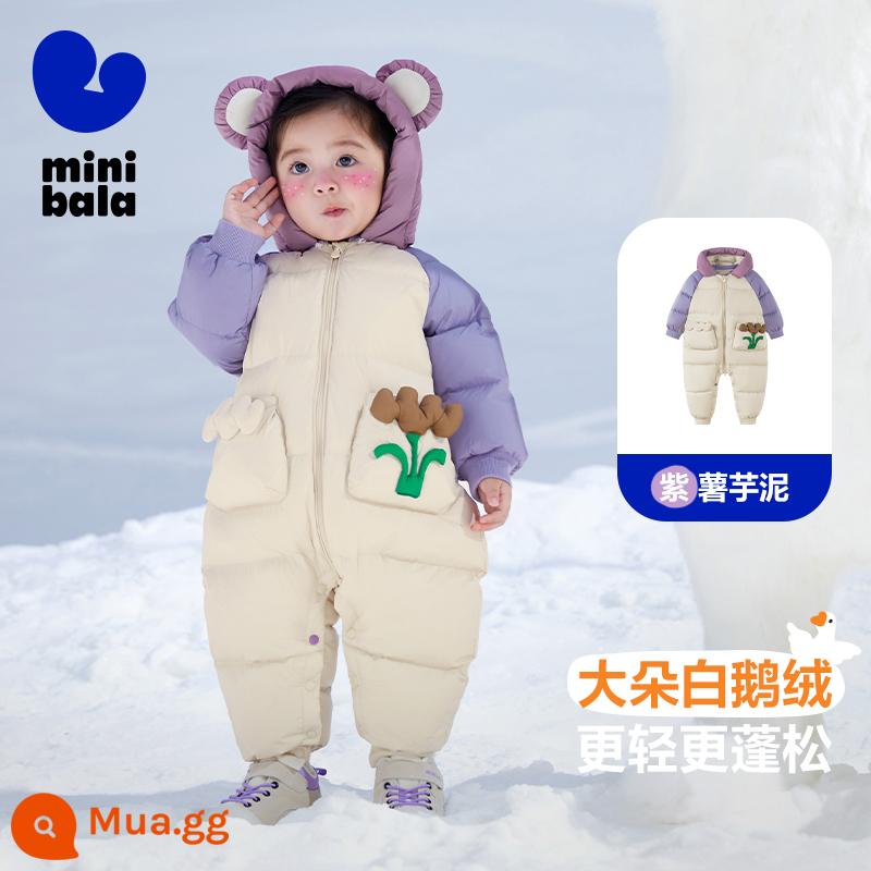 [Ngỗng Xuống] Mini Balabala Bé Trai Và Bé Gái Xuống Jumpsuit Thời Trang Cho Bé Phong Cách Phương Tây Quần Áo Liền Quần Hợp Thời Trang - Lông ngỗng màu tím 70184 màu trắng