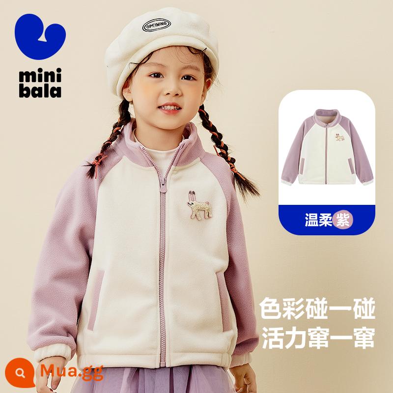 Mini Barabara Bé Cực Áo Khoác Nỉ Mùa Xuân và Mùa Thu Tương Phản Màu Chống Tĩnh Điện Sang Trọng Quần Áo Bé Trai Và Bé Gái Cao Cấp - Tím dịu dàng (Tím Đỏ 60211)