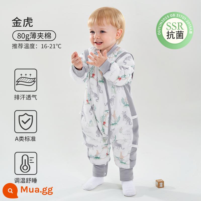 Châu Âu mang thai em bé túi ngủ mùa xuân và mùa thu tre cotton gạc cho bé chống đá chăn trẻ em mùa hè túi ngủ mỏng bốn mùa phổ quát - Mùa thu đông-Bông tre 80g chần bông mỏng [nhiệt độ phòng 16-21oC] Jinhu