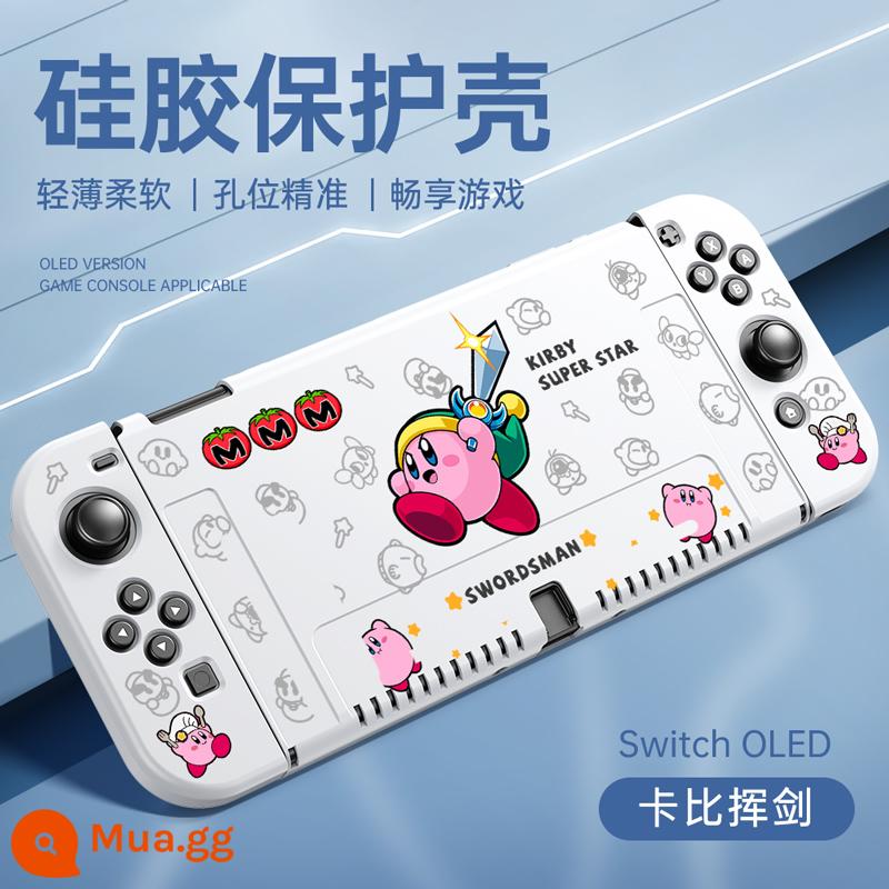 Vỏ bảo vệ Nintendo Switcholed Vỏ bảo vệ công tắc mới Vỏ tay cầm Vỏ NS bao gồm tất cả Vỏ mềm hai mảnh silicon OLED có thể cắm được Đế cắm bảng điều khiển trò chơi riêng biệt Phụ kiện ngoại vi - chuyển đổi OLED√Vỏ mềm có lỗ nhỏ được nâng cấp mới✦ [Thanh kiếm xoay Kirby màu trắng cổ] ★ Mũ miễn phí