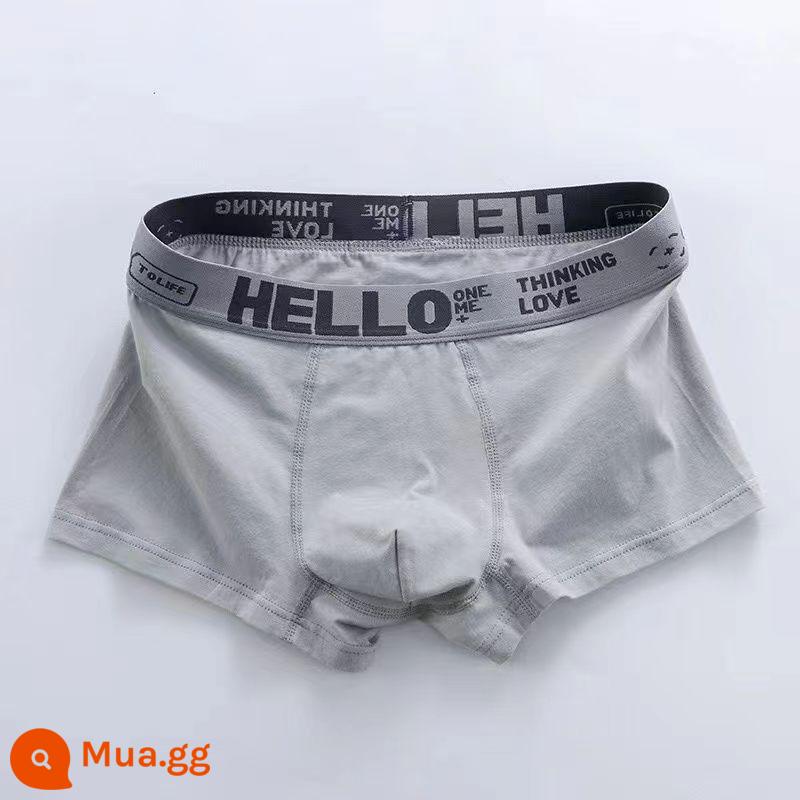 Quần lót nam, mặt trong kháng khuẩn cho nam, dáng rộng hợp thời trang cỡ lớn trẻ trung quần đùi boxer giữa eo hợp thời trang - Một gói: [xám nhạt]