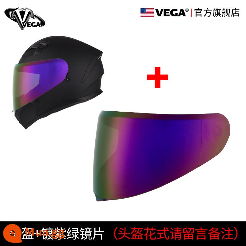 Mỹ VEGA Đầu Máy Mũ Nam Nữ Bluetooth Đầu Máy Full Mũ Bảo Hiểm Mùa Đông Đa Năng Retro Cá Tính Thoáng Mát Chống Sương Mù - Mũ bảo hiểm an toàn mạ xanh tím