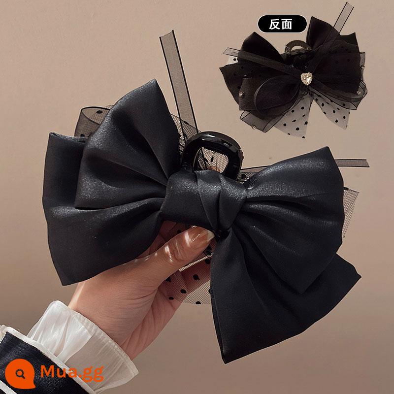 Clip nâng cao và hay! Kẹp Tóc Satin Thắt Nơ Kẹp Nữ Lưng Đầu Cá Mập Lớn Kẹp Thu Đông Kẹp Mũ Đợi Đầu Đa Năng - nơ hai mặt