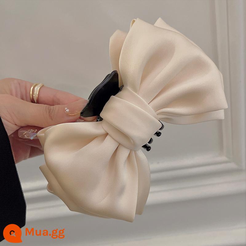 Clip nâng cao và hay! Kẹp Tóc Satin Thắt Nơ Kẹp Nữ Lưng Đầu Cá Mập Lớn Kẹp Thu Đông Kẹp Mũ Đợi Đầu Đa Năng - Be