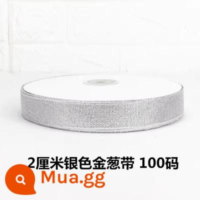 Hộp bánh sinh nhật ruy băng ins sườn gạo trắng Ruy băng tiếng Anh bó hoa hộp quà bao bì hộp dây đeo - Thắt lưng hành bạc 2cm 100m