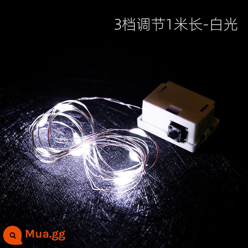 1 mét LED bó hoa chuỗi đèn điện tử người nổi tiếng Internet trang trí bánh nhỏ đèn nhiều màu sắc chuỗi ánh sáng nhấp nháy đầy hơi thở của em bé đèn ngôi sao sinh nhật - Dây đèn trắng dài 1 mét - 3 mức điều chỉnh