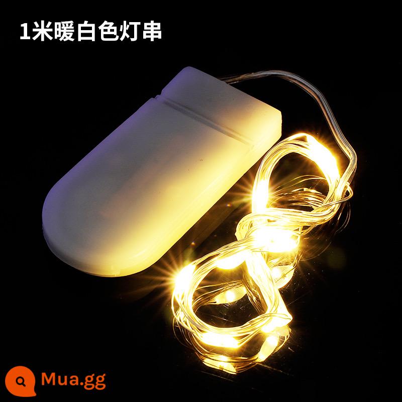 1 mét LED bó hoa chuỗi đèn điện tử người nổi tiếng Internet trang trí bánh nhỏ đèn nhiều màu sắc chuỗi ánh sáng nhấp nháy đầy hơi thở của em bé đèn ngôi sao sinh nhật - Màu ấm loại pin nút dây nhẹ 1 mét