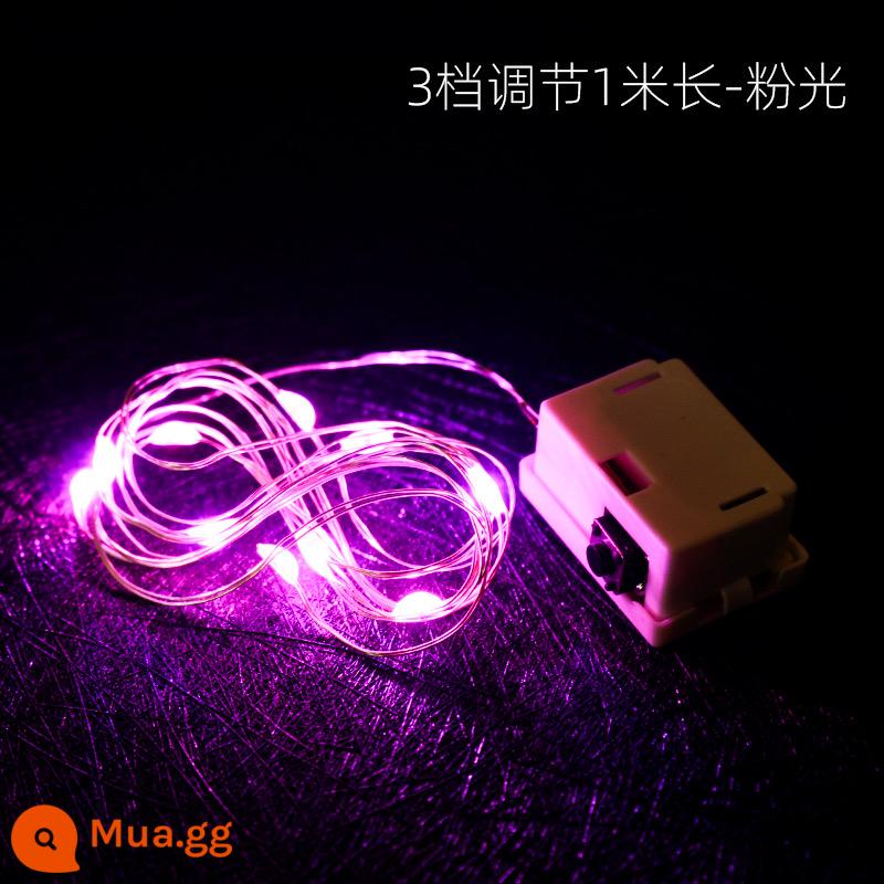 1 mét LED bó hoa chuỗi đèn điện tử người nổi tiếng Internet trang trí bánh nhỏ đèn nhiều màu sắc chuỗi ánh sáng nhấp nháy đầy hơi thở của em bé đèn ngôi sao sinh nhật - Dây đèn hồng 1 mét - 3 mức điều chỉnh