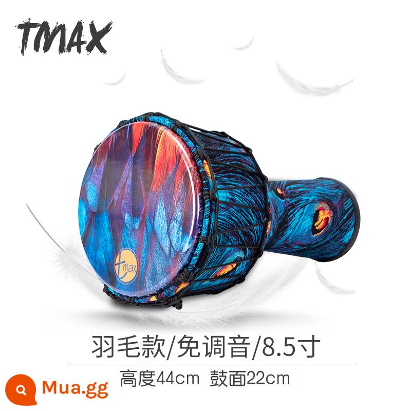 TMAX Mans 8.5 inch trẻ em Châu Phi trống 10 inch PVC trưởng thành mới bắt đầu Lệ Giang 12 inch chơi trống lục lạc chuyên nghiệp - Dây buộc lông vũ PVC 8,5 inch