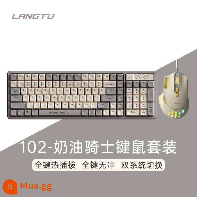 Sói Cách GK102 Bàn Phím Cơ Bộ Chuột Chơi Game Chuyên Dụng Không Dây Máy Tính Văn Phòng Nam Nữ - Cream Knight [Mẫu có dây]-Màu hỗn hợp + Chuột có dây