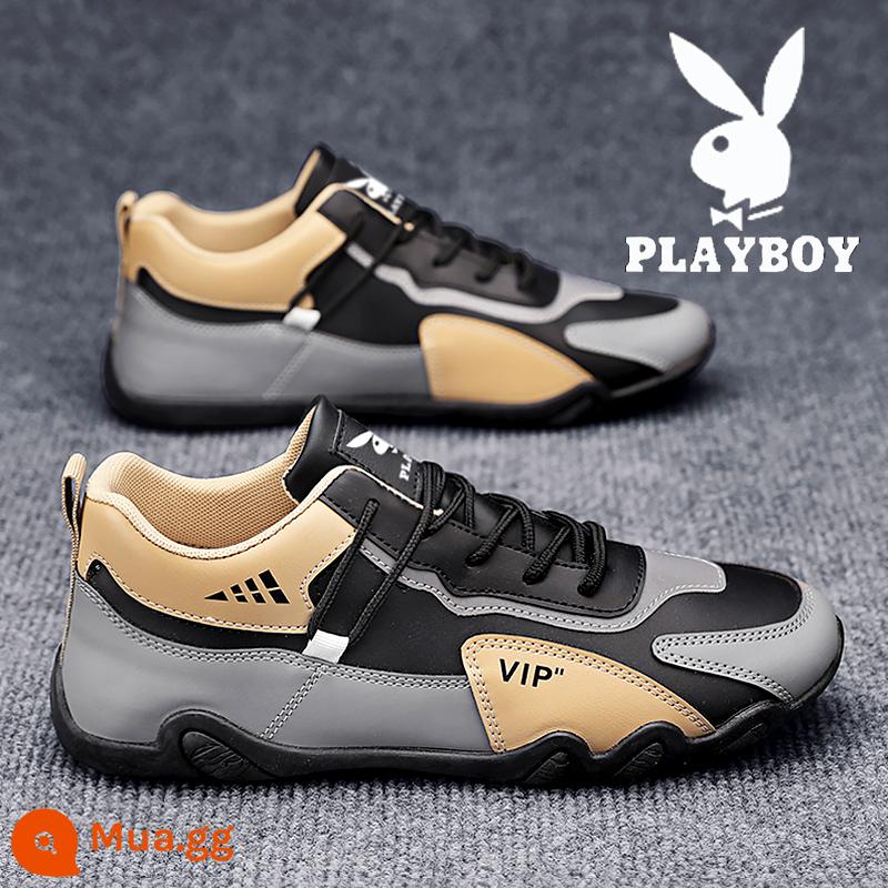 Giày Nam Playboy Forrest Gump 2023 Mùa Hè Mới Đế Mềm Giày Da Nam Thể Thao Mùa Xuân Chạy Triều Giày - 428 đen xám đậm