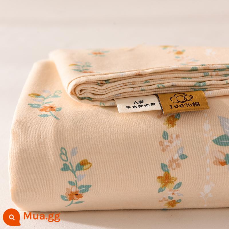 Mùa thu đông dày cotton nguyên chất chải tấm một mảnh 100 cotton cũ vải thô ký túc xá chăn đơn bộ ba mảnh 1,5 mét - Yuewanhuating [100% cotton chải]