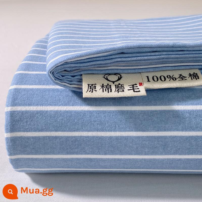 Mùa thu đông dày cotton nguyên chất chải tấm một mảnh 100 cotton cũ vải thô ký túc xá chăn đơn bộ ba mảnh 1,5 mét - Màu xanh nhỏ [100% cotton chải]