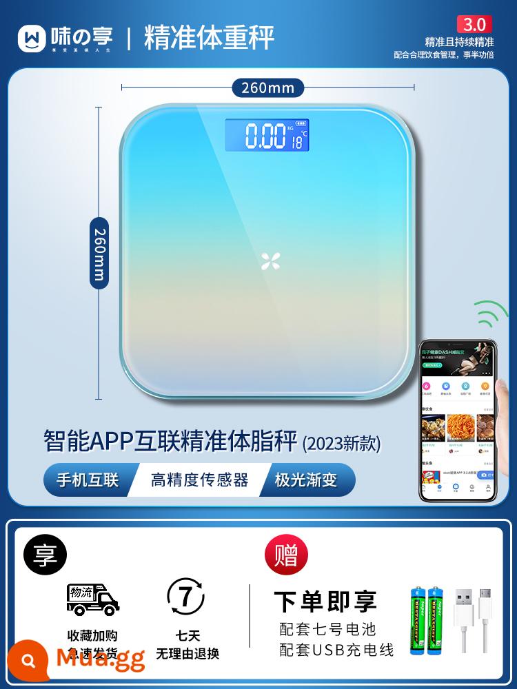 Cân gia đình độ chính xác sạc cân điện tử cơ thể con người cơ thể thông minh mỡ cơ thể nhỏ ký túc xá nữ cân cân điện tử - ★Starry Sky Blue★-APP model [hiển thị nhiệt độ thông minh-Màn hình LCD độ phân giải cao]