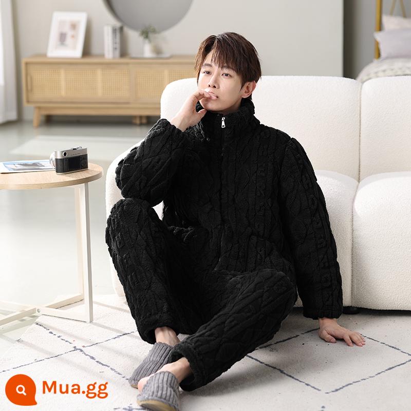 Mùa đông Pyjamas nam san hô Men Velvet ấm áp mùa đông Bón đồ bông dày đặc cộng với bộ cảm biến cao -Bộ cảm biến cao - chàng trai da đen đẹp trai