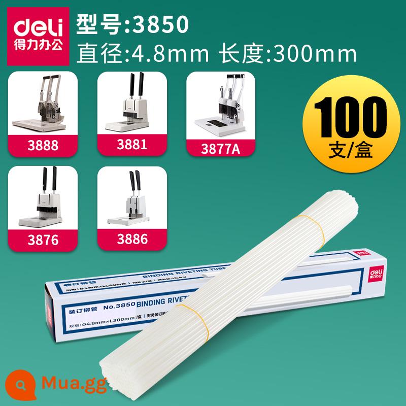 Máy ràng buộc Voucher Delicate 3881/3888/3880/14601/33669 nhựa nóng -Melt Ống hoàn toàn tự động 3847/3853 Tài khoản Kế toán tài chính Cây đấm đấm. - Ống đinh tán buộc Deli 3850 (màu trắng) (100 cái/hộp)