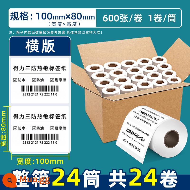 Giấy photocopy nhiệt Deli ba chống 60*40 50*30 70 80 100 30*20 nhãn thể hiện nhãn tự dính giấy dán nhãn mã vạch máy in giấy nhiệt - [Hộp đầy đủ] 100*80mm*600 tờ..[24 cuộn/hộp].