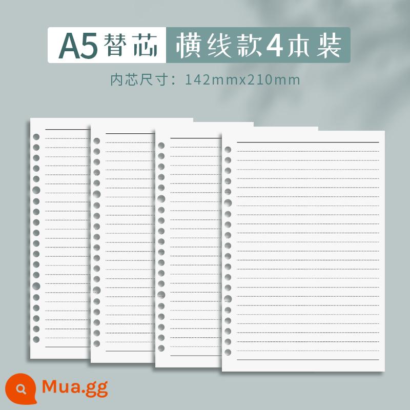 Sổ rời cuốn sổ b5ins gió có thể tháo rời a4 giá trị cao a5 lõi thay thế dày Cornell khóa câu hỏi sai sổ lưới câu hỏi đơn giản kỳ thi tuyển sinh sau đại học của sinh viên đại học ghi chép hàng ngang không dễ cầm tay - [A5|Đường ngang] Lõi thay thế/4 miếng